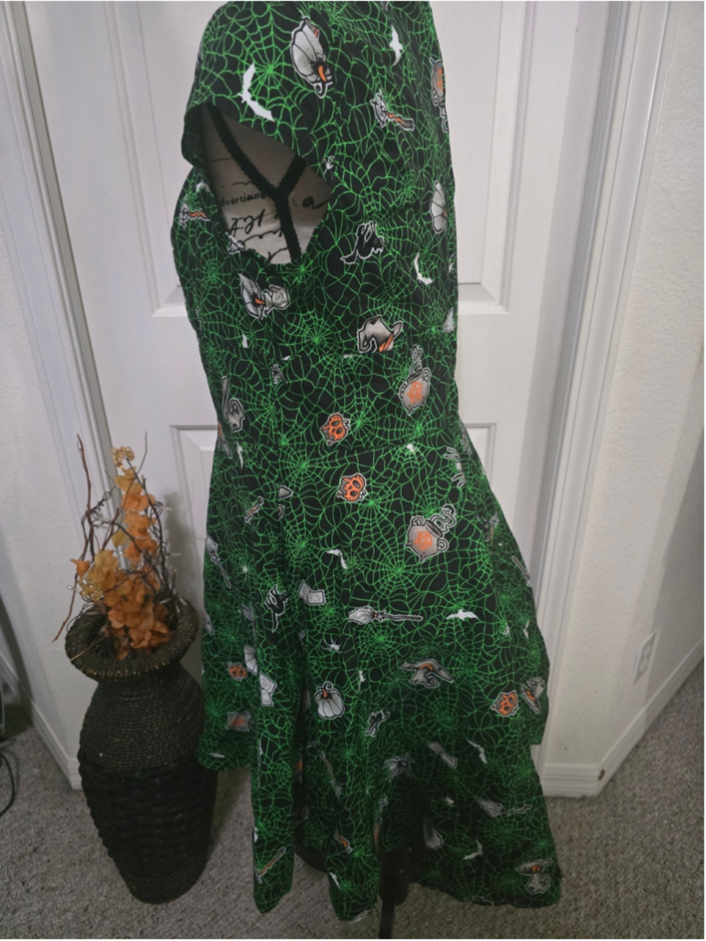Hell Bunny Halloween Green Spiderweb Dress Size XL EUC - Picture 2 of 5
